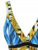 Plus Size Low Cut Printed Skirted Tankini Set -  