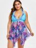 Plus Size & Curve Halter Printed Swim Dress Set -  