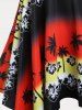 Plunge Tropical Print Handkerchief Plus Size & Curve Modest Tankini Swimsuit -  