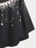 T-shirt de Base à Imprimé Lune et Soleil de Grande Taille - Noir 1x | US 14-16