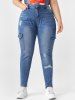 Plus Size Ripped Pockets Jeans -  