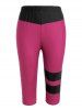 Plus Size Striped Colorblock Capri Leggings -  