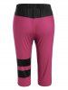 Plus Size Striped Colorblock Capri Leggings -  