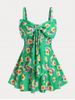 Bowknot Floral Print Plus Size & Curve Tankini Swimsuit -  