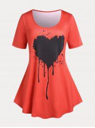 Heart Print Valentines Day Plus Size & Curve T-shirt -  
