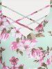 Floral Print Crisscross Handkerchief Plus Size & Curve Midi Cottagecore Sundress -  