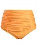 Maillot de Bain Tankini Curve à Imprimé Tournesol Matelassé de Grande Taille à Volants - Orange 5X
