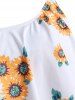Plus Size & Curve Padded Sunflower Print Ruched Tummy Control Tankini Swimsuit -  