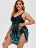 Plus Size & Curve Paisley Handkerchief Padded Modest Tankini  Swimsuit -  
