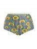 Striped Sunflower Print Plus Size & Curve Plunge Tummy Control Tankini Swimsuit -  