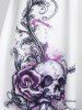 Plus Size Ruched Rose Skull Print Tank Top -  