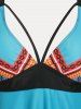 Plunge Printed Plus Size & Curve Modest Tankini Swimsuit -  