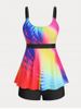 Bright Color Plus Size & Curve Modest Tankini  Swimsuit -  