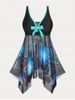 Bowknot Plunge Starfish Shell Print Plus Size & Curve Handkerchief Tankini Swimsuit -  