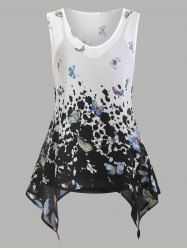 Ensemble de Débardeur à Imprimé Papillon et de Top à Bretelle - Gris XXXL