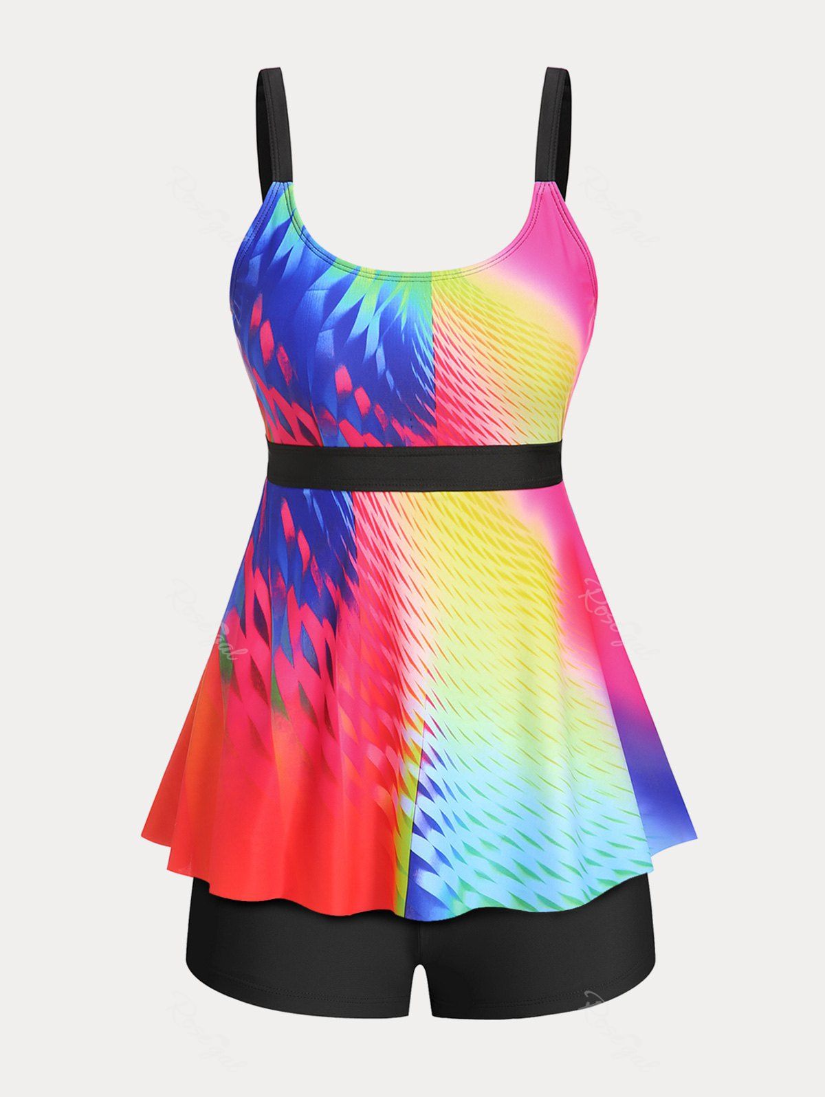 Fancy Bright Color Plus Size & Curve Modest Tankini  Swimsuit  
