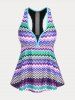 Zigzag Racerback Cutout Plus Size & Curve Tankini Swimsuit -  