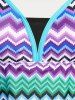 Zigzag Racerback Cutout Plus Size & Curve Tankini Swimsuit -  