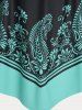 Ruched Paisley Print Asymmetric Plus Size & Curve Modest Swim Dress Set -  