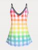 Colorful Plaid Print Plus Size Tank Top -  