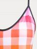 Colorful Plaid Print Plus Size Tank Top -  
