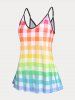 Colorful Plaid Print Plus Size Tank Top -  
