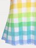 Colorful Plaid Print Plus Size Tank Top -  