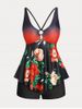 Floral Print Ombre Color Plus Size & Curve Modest Tankini  Swimsuit -  