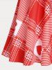 Tenue de Robe de Bain Matelassée Modeste Curve à Imprimé Carreaux Cœur de Grande Taille à Col Halter - Rouge 2X