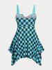 Bowknot Checkerboard Print Plus Size & Curve Handkerchief Modest Tankini  Swimsuit -  