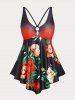 Floral Print Ombre Color Plus Size & Curve Modest Tankini  Swimsuit -  