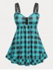 Plus Size & Curve Checkerboard Open Back Cami Tunic Top -  