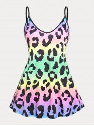 Leopard Print Ombre Color Plus Size & Curve Tank Top -  