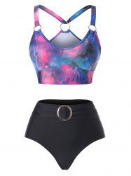 Galaxy Print O Ring Tankini Swimwear -  