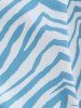 Maillot de Bain Bikini Effronté à Imprimé Girafe à Coupe Haute à Cordon - Bleu clair M