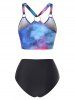 Galaxy Print O Ring Tankini Swimwear -  