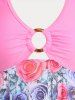 Maillot de Bain Tankini Mouchoir à Imprimé Rose de Grande Taille - Rose clair 4X