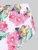 Floral Butterfly Print Crisscross Plus Size & Curve Bikini Swimsuit -  
