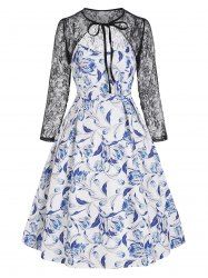 Robe à Bretelle à Imprimé Fleurie avec Haut en Dentelle - Multi L