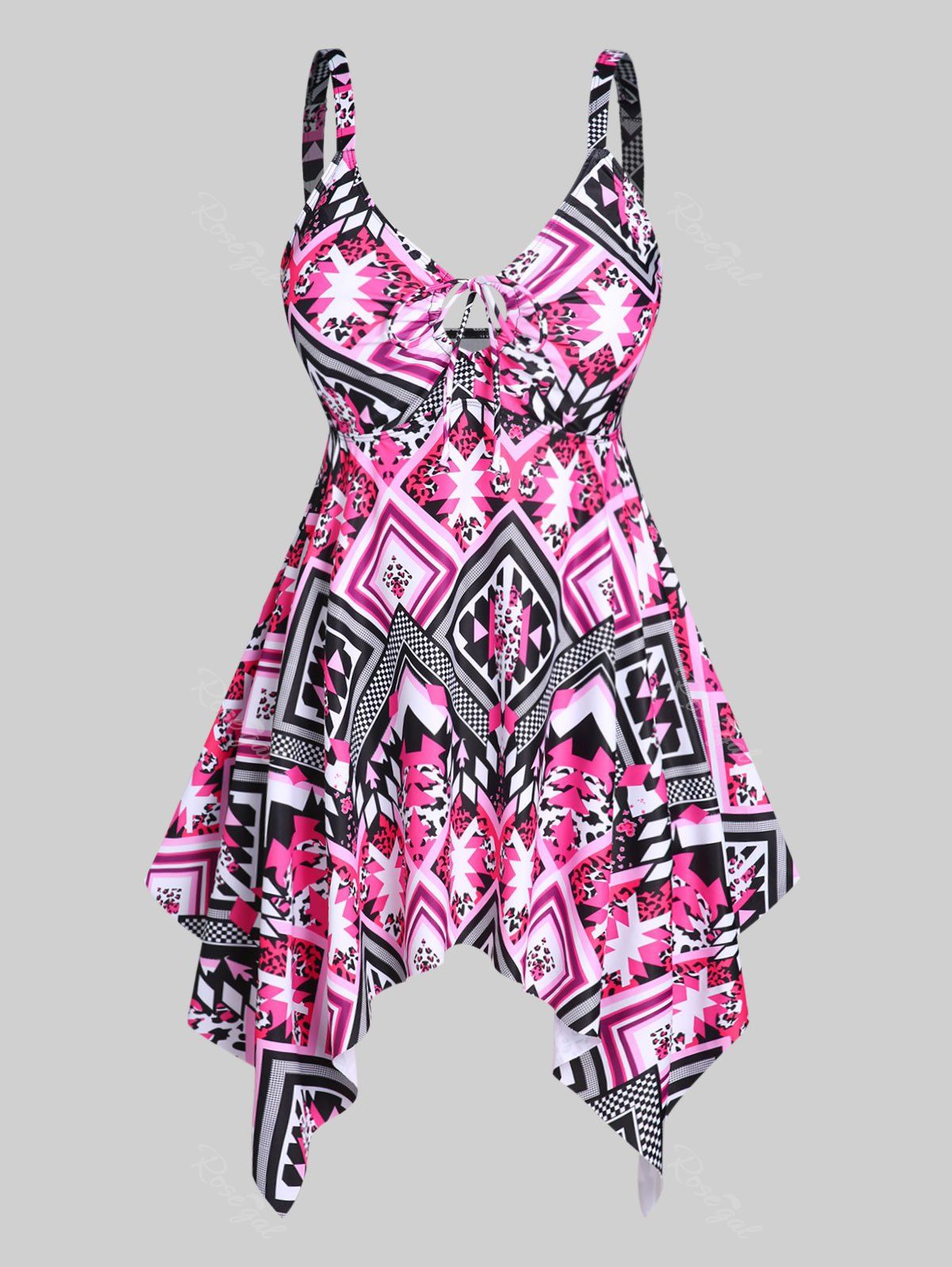 Discount Full Print Handkerchief Plus Size & Curve Modest Tankini Swimsuit  