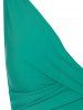 Maillot de Bain Bikini Tordu Teinté à Taille Haute à Volants - Vert profond M