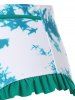 Maillot de Bain Bikini Tordu Teinté à Taille Haute à Volants - Vert profond M