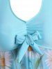 Halter Daisy Print Open Back Handkerchief Plus Size & Curve Modest Tankini  Swimsuit -  