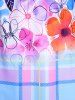 Floral Plaid Print Plus Size & Curve Modest Tankini Swimsuit -  