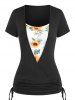 Surplice Cinched Tie Flower Print T-shirt -  