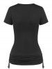 Surplice Cinched Tie Flower Print T-shirt -  