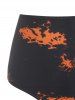 Tie Dye Skeleton Hand Lace Insert Bowknot Tankini Swimwear -  