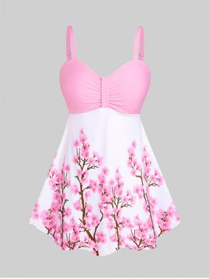 Sakura Blossom Plus Size & Curve Modest Tankini Swimsuit