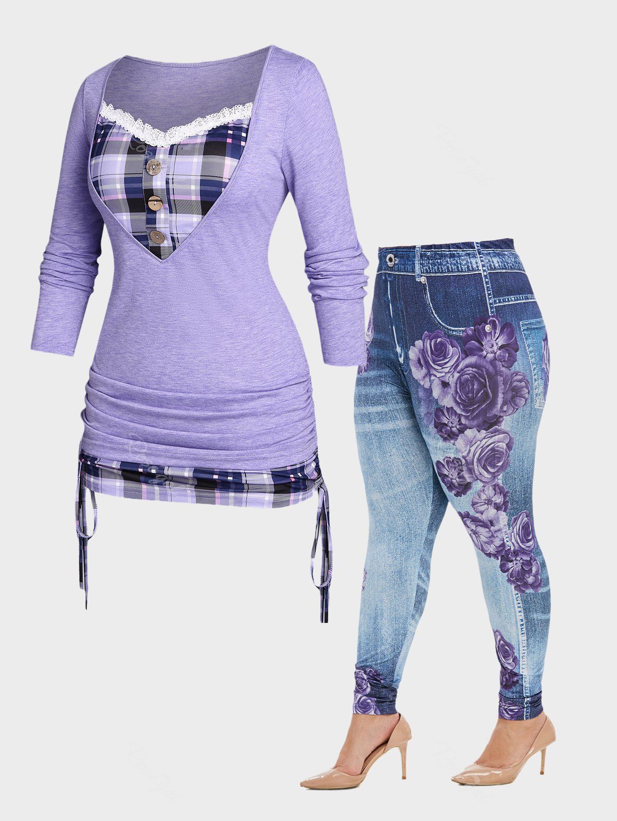 Store Lavender 2 in 1 T-shirt and 3D Leggings Plus Bundle  