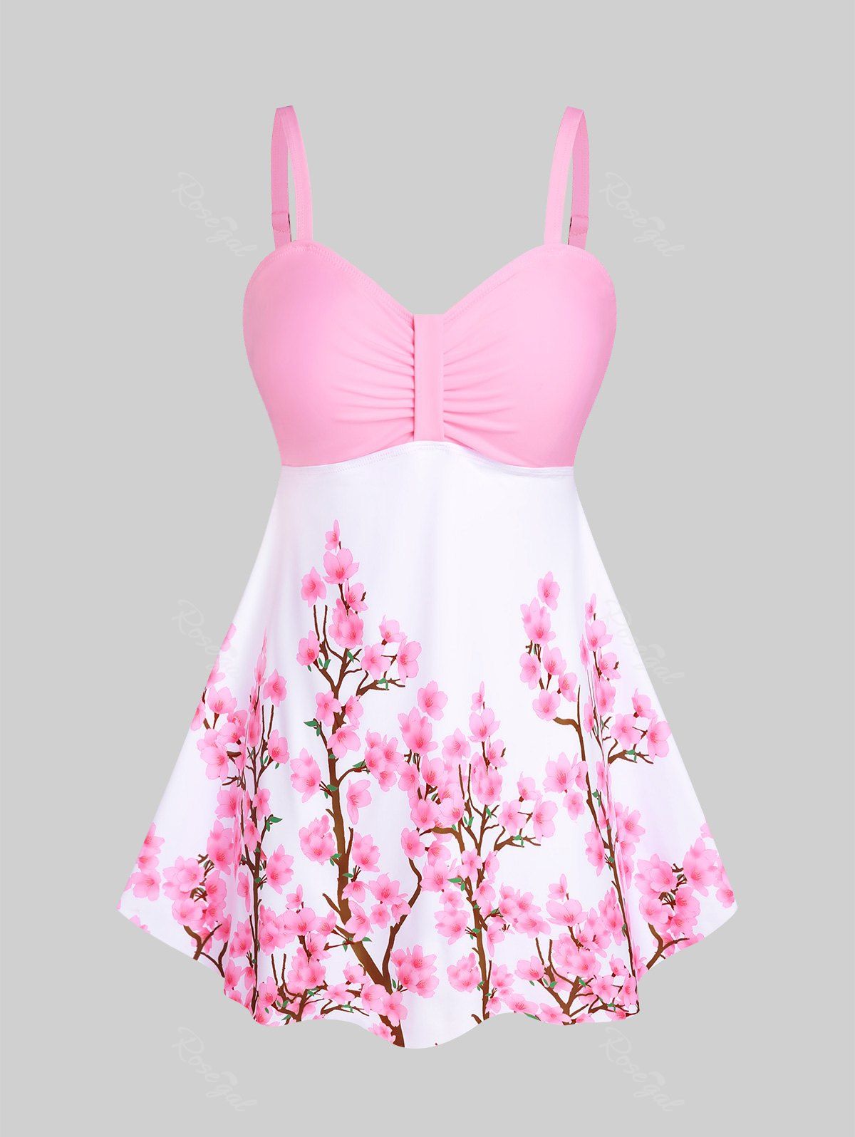 Sale Sakura Blossom Plus Size & Curve Modest Tankini Swimsuit  